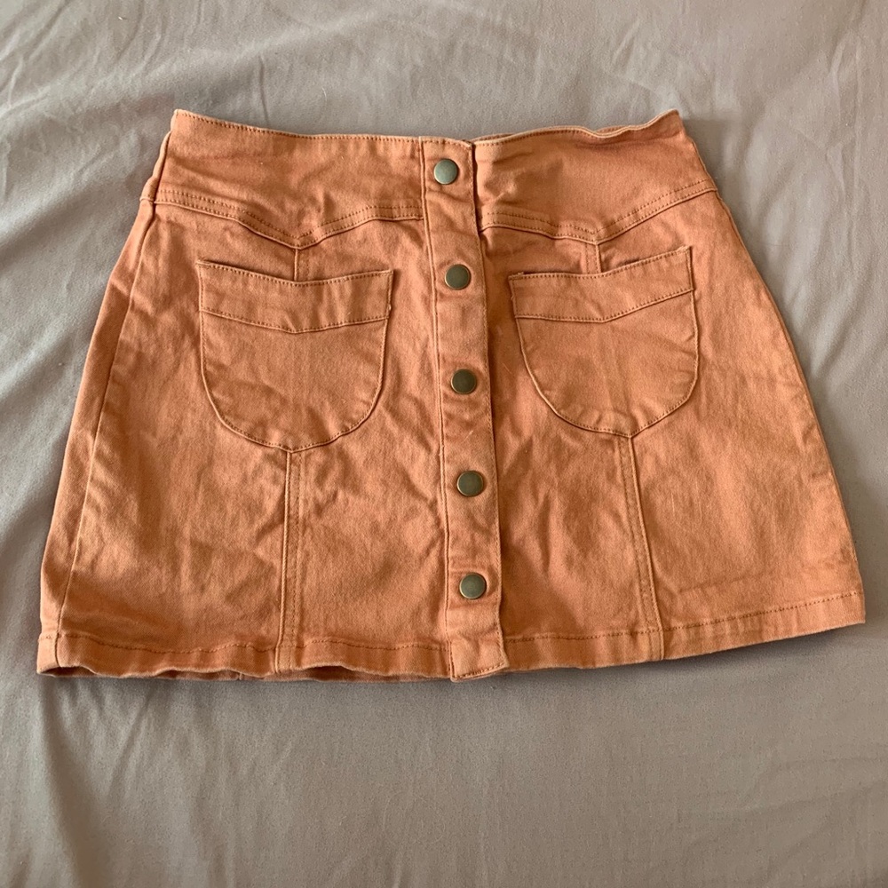 Burnt Orange Button Skirt
